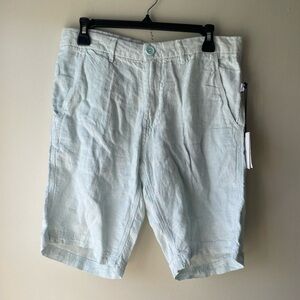 Onia Men’s Austin Linen Shorts Micro Striped Robins Egg/White New With Tags 30